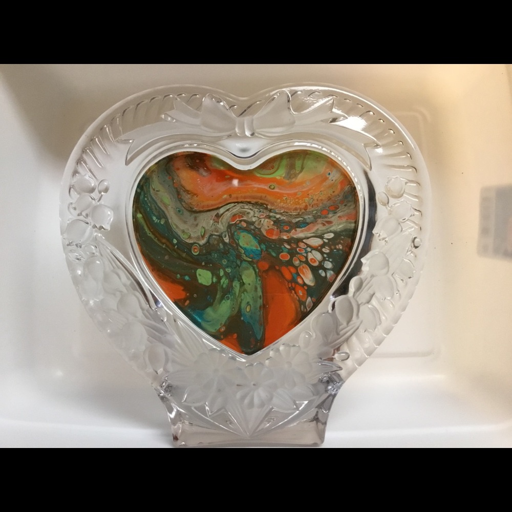 Artisan Pour Painted Heart Glass ART - One 1 Limited